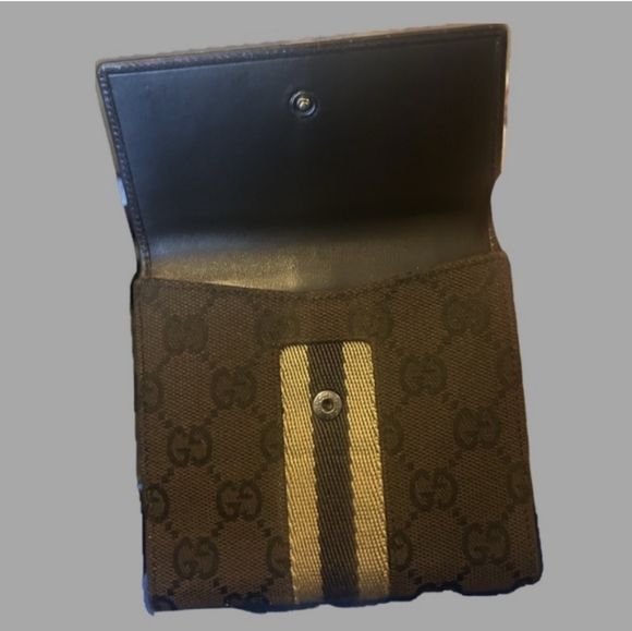 Gucci Jackie Piston Bifold Wallet GG canvas Brown EUC - Picture 3 of 9